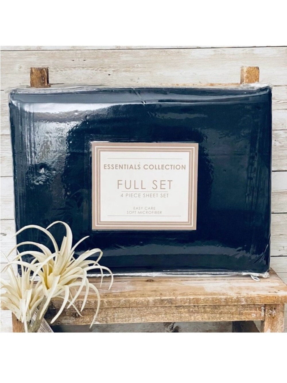 NWT Vintage Essentials Collection Full Navy Blue  4 Pc Soft microfiber Sheet Set